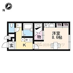 レオパレスメルシー 2階1Kの間取り