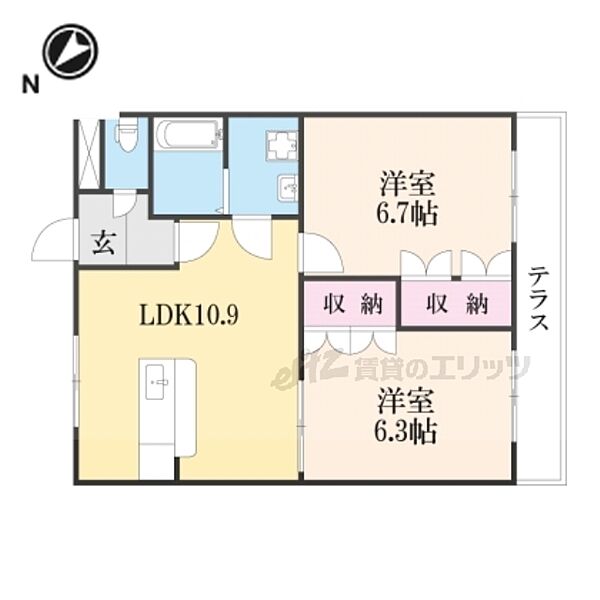 プリオール・Ｆ 103｜滋賀県長浜市勝町(賃貸アパート2LDK・1階・49.50㎡)の写真 その2