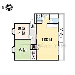 第2辻ハイツ 2LDKの間取図画像