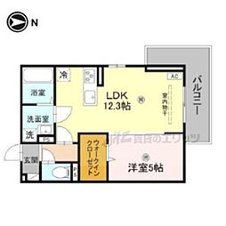 D-ROOM山上 2階1LDKの間取り