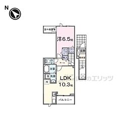 ミウ・ヴィーヴル 2階1LDKの間取り