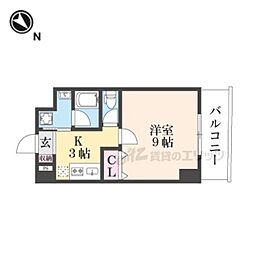 マンション彦根駅西 5階1Kの間取り