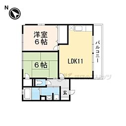近江鉄道近江本線 日野駅 徒歩34分の賃貸アパート 2階2LDKの間取り