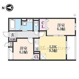 ヴェールフォンセ 3階2LDKの間取り