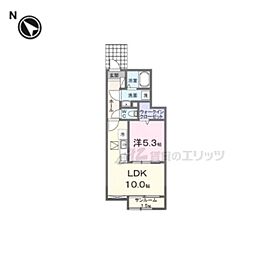 JR東海道・山陽本線 守山駅 3.9kmの賃貸アパート 1階1LDKの間取り