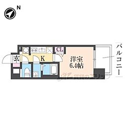 JR東海道・山陽本線 大津駅 徒歩9分の賃貸マンション 2階1Kの間取り