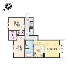 JR東海道・山陽本線 野洲駅 徒歩9分の賃貸アパート 1階2LDKの間取り