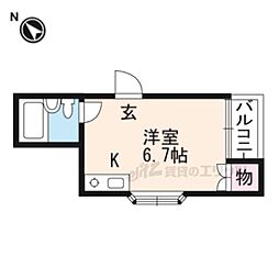 コーポなぎ 1階ワンルームの間取り