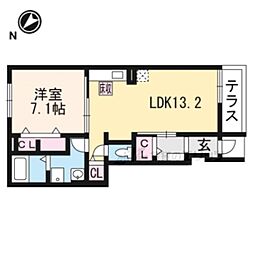 キズナ甲賀 1LDKの間取図画像