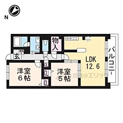 チャム 2LDKの間取図画像