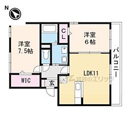 メイプルコート2 2LDKの間取図画像