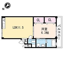 北口マンション 1LDKの間取図画像