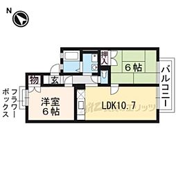 アイビハイツC棟 2LDKの間取図画像