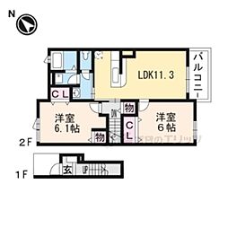 フリーデ・ドレミ2 2LDKの間取図画像