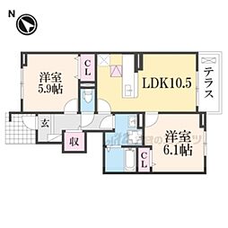 アクアリージョン 2LDKの間取図画像