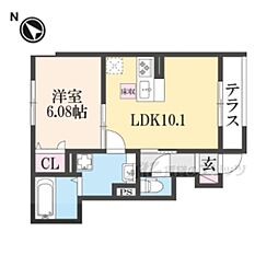 秀豊4号館 1LDKの間取図画像