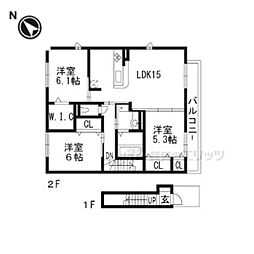 カーサソレイユ 3LDKの間取図画像