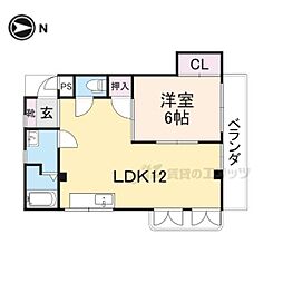あらいぜきオークハイツ 1LDKの間取図画像