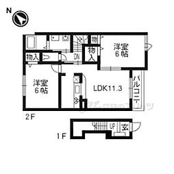 レフィナード 2LDKの間取図画像