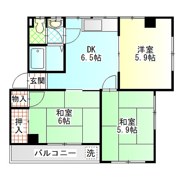 レジデンス香川II 401｜神奈川県小田原市飯田岡(賃貸マンション3DK・4階・48.85㎡)の写真 その2