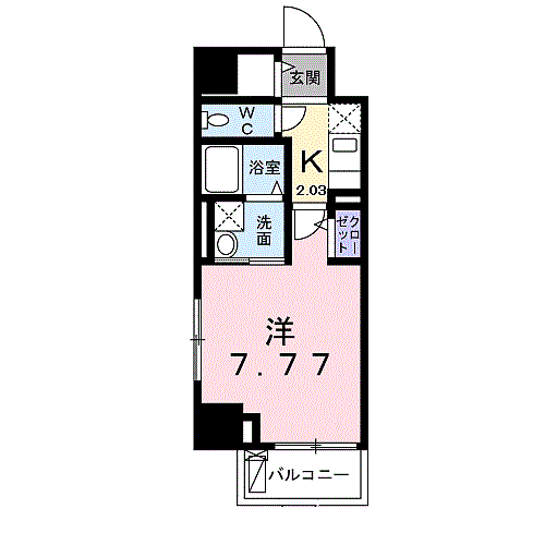 クレスト　中六 705｜神奈川県小田原市浜町１丁目(賃貸マンション1K・7階・26.91㎡)の写真 その2