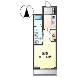 シルビア小田原 1Kの間取図画像