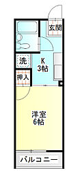 シティハイムエクセル3 1Kの間取図画像