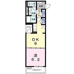 リズミン 1DKの間取図画像