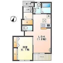 ヴェルデュール 1LDKの間取図画像