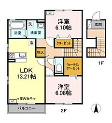 リベルテA 2LDKの間取図画像