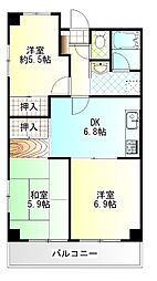 中村レジデンス 3DKの間取図画像