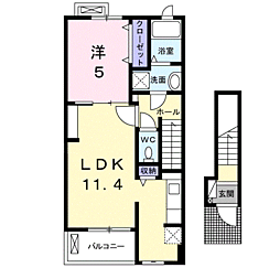 サングレイス1 1LDKの間取図画像