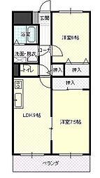 ディアコートM 2DKの間取図画像