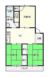 サンライズ・コーポ2 3DKの間取図画像