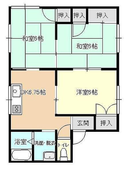 山形県山形市鈴川町2丁目(賃貸アパート3DK・1階・52.89㎡)の写真 その2