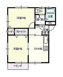 ラヴィエラ21 2DKの間取図画像