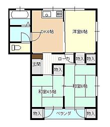 コーポやよい 3DKの間取図画像