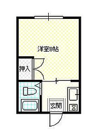 パーソナルコーポ峰田C 1Kの間取図画像