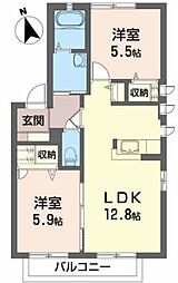 メゾン・ド・オアシス 2LDKの間取図画像