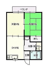 ハイツ黒木 2DKの間取図画像