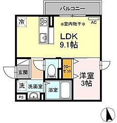 カナルグランデ十日町 1LDKの間取図画像