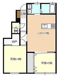 山形市嶋南2丁目アパート 2LDKの間取図画像