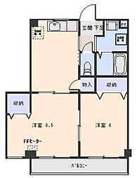 ライフステージサンスクエア上町 2DKの間取図画像