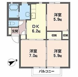 ディアスオーバ 3DKの間取図画像