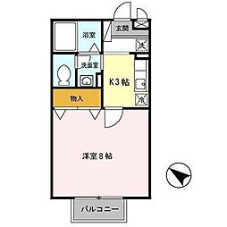 イミグラントクローバー 1Kの間取図画像