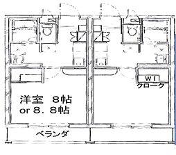 ファミーユ小白川 1Kの間取図画像