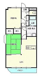 プロシード美畑 2LDKの間取図画像