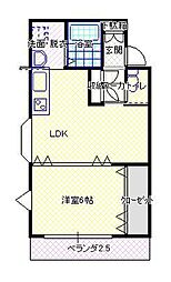 シャルム吉原NORTH 1LDKの間取図画像