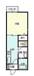セジュールみどり 1DKの間取図画像