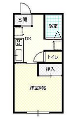 ラポール松原 1Kの間取図画像